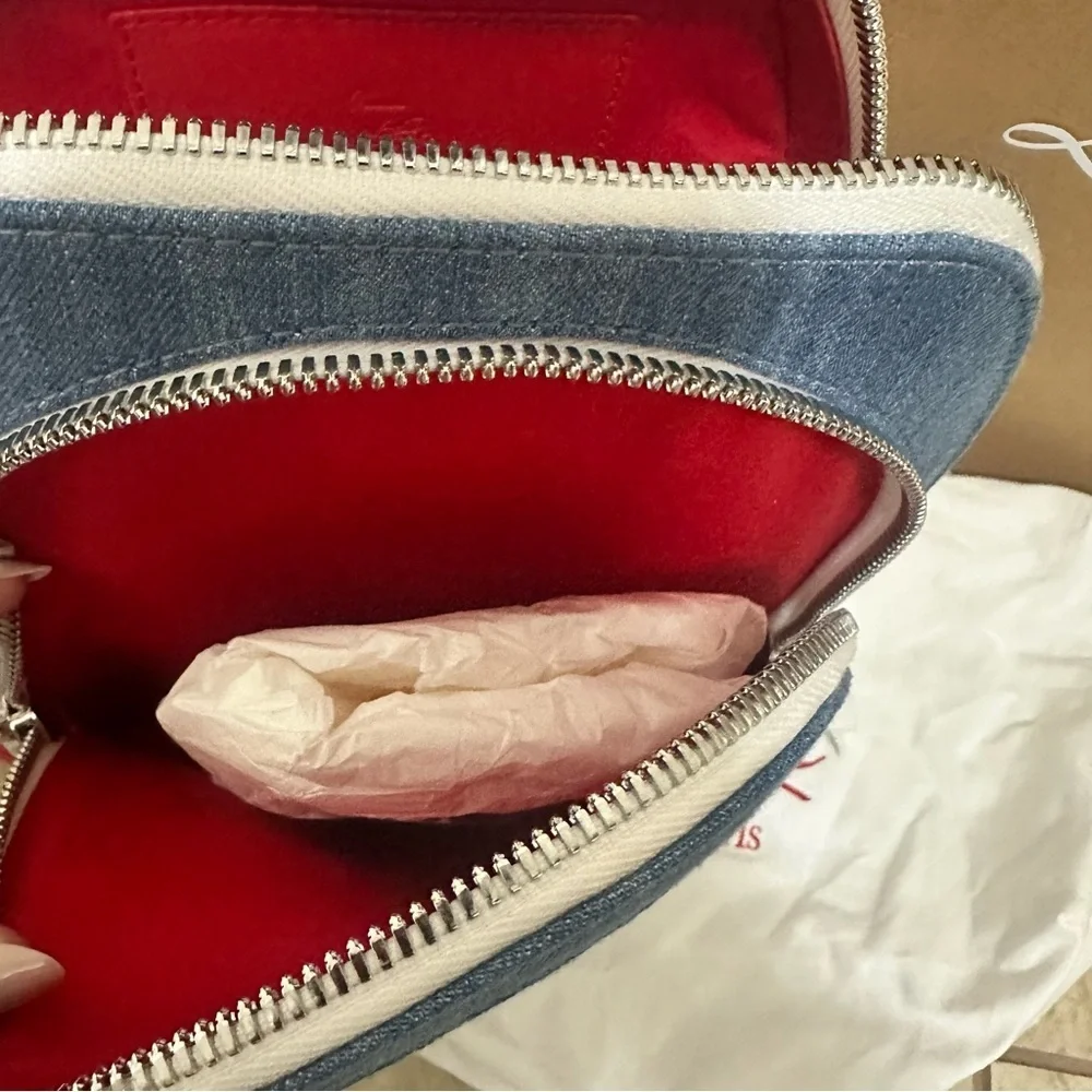 authentic Christian Louboutin Loubifunk Dégradé Denim & Jacquard Backpack - Picture 11 of 11